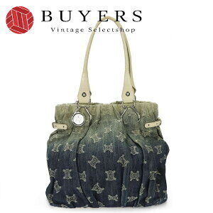 CELINE Tote Bag Denim Indigo Blue Ivory White Leather Macadam
